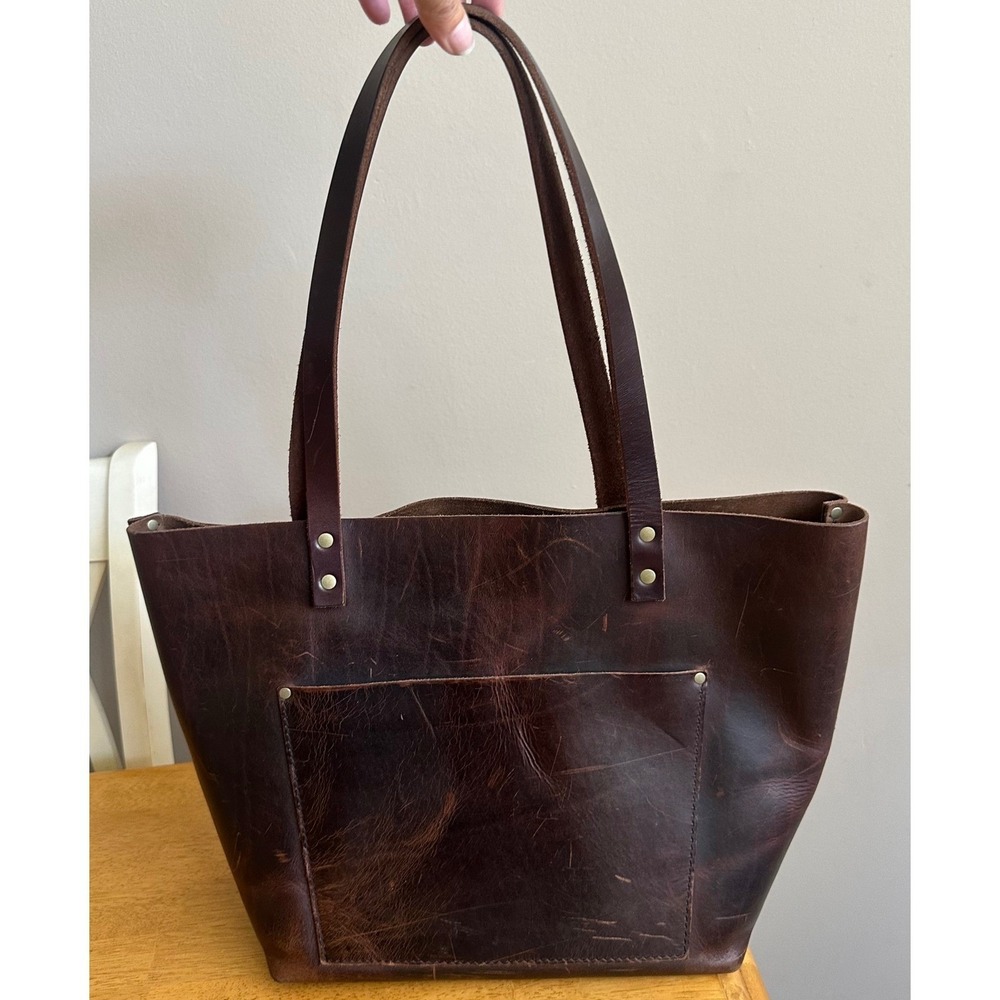 Portland Leather Goods Classic Tote Bag Dark Brown Large Leather Shoulder Bag